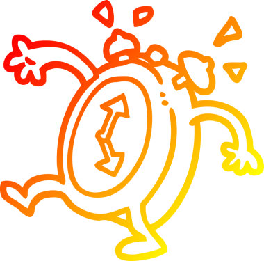 Bir insan tarafından çizilmiş çizgi film çalar saat çizimi.