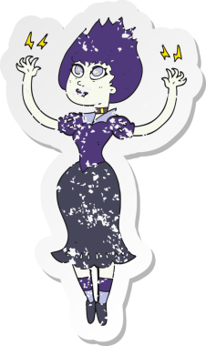 Bir insan tarafından çizilmiş vampir bir kızın gerilimli çıkartması.