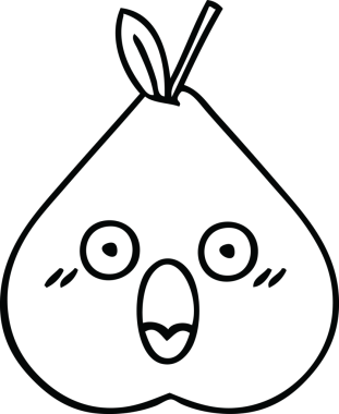 Bir insan tarafından çizilmiş yeşil bir armut çizimi.