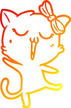 Bir insan tarafından çizilmiş çizgi film kedisinin sıcak çizgi çizimi