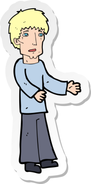 Bir insan tarafından çizilmiş bir karikatürcünün çıkartması.