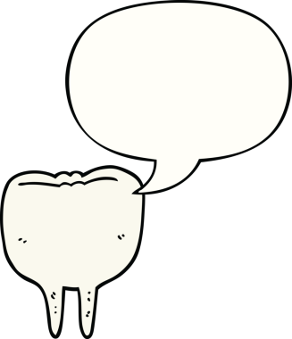 Bir insan tarafından çizilmiş konuşma balonlu çizgi film dişleri.