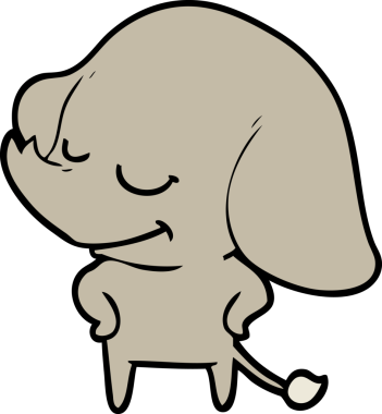 Bir insan tarafından çizilmiş gülümseyen bir fil.