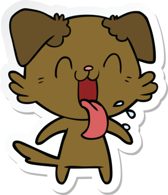 Bir insan tarafından çizilmiş nefes nefese kalmış bir köpeğin çıkartması.