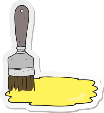 Bir insan tarafından çizilmiş karikatür boya fırçasının çıkartması.