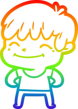 gökkuşağı gradyan çizgi çizimi bir insan tarafından çizilmiş mutlu bir çocuk