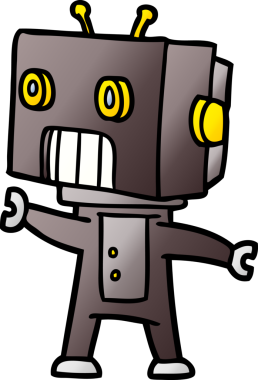 Bir insan tarafından çizilmiş çizgi film robotu