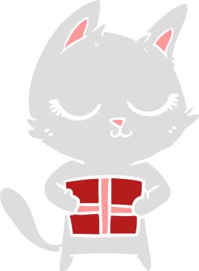 Bir insan tarafından çizilmiş düz renkli çizgi film kedisi