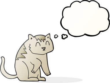 Bir insan tarafından çizilmiş serbest çizim baloncuk çizgi film kedisi.