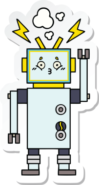 Bir insan tarafından çizilmiş şirin çizgi film robotunun çıkartması.