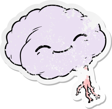 Bir insan tarafından çizilmiş üzgün bir çizgi film çıkartması.