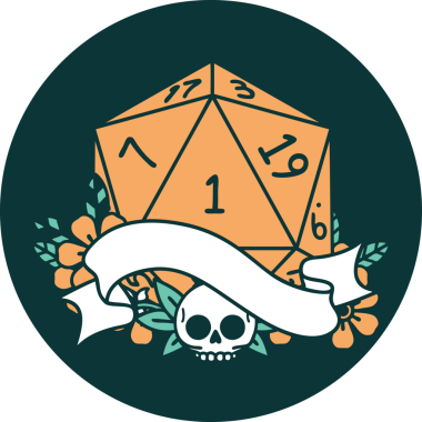 Bir insan tarafından çizilen bir d20 zar atma ikonu