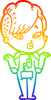 gökkuşağı gradyan çizgi çizimi bir insan tarafından çizilmiş bilim kurgu elbiseli bir kızı şaşırttı