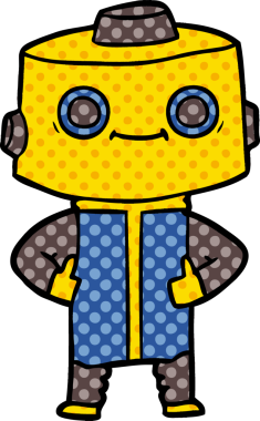 Bir insan tarafından çizilmiş çizgi film robotu