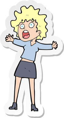 Bir insan tarafından çizilmiş korkmuş bir karikatür çıkartması.