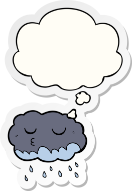 Düşünce baloncuklu karikatür yağmur bulutu insan tarafından çizilmiş bir çıkartma.