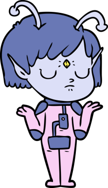 Bir insan tarafından çizilmiş uzaylı kız.