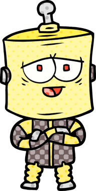 Bir insan tarafından çizilmiş çizgi film robotu