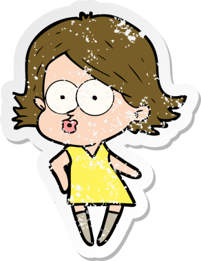 Bir insan tarafından çizilmiş karikatür kızının sıkıntılı çıkartması.