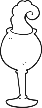 Bir insan tarafından çizilmiş siyah beyaz çizgi film sihirli kadehi.