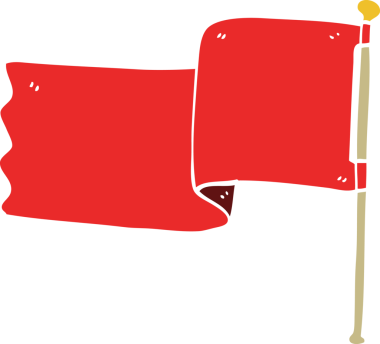 Bir insan tarafından çizilmiş kırmızı bayrak.