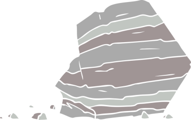 Düz renkli çizgi film. Bir insan tarafından çizilmiş büyük kaya.