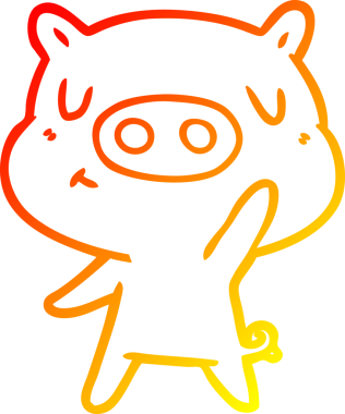 Bir insan tarafından çizilen çizgi film içerikli domuzun sıcak çizgi çizimi