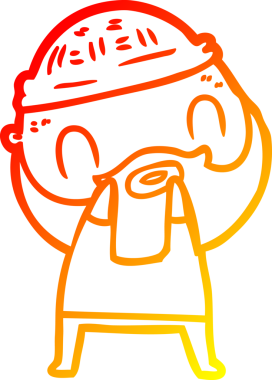 Bir insan tarafından çizilmiş sakallı bir adamın sıcak çizgi çizimi.