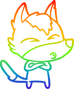 Gökkuşağı gradyan çizgi çizimi bir insan tarafından çizilmiş bir kurt çizgi filmi.