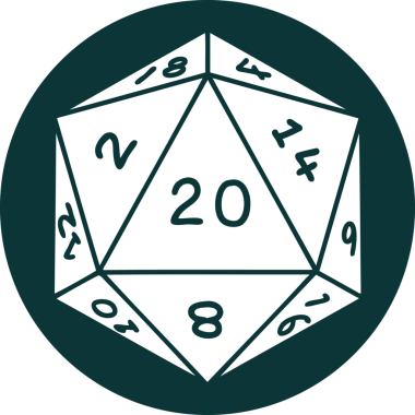 Bir insan tarafından çizilmiş doğal 20 D20 zar simgesi
