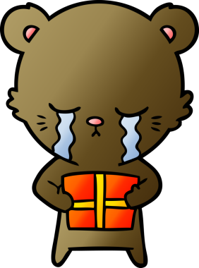 Bir insan tarafından çizilmiş ağlayan çizgi film ayısı.