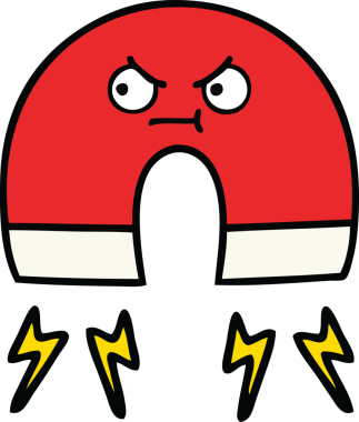 Bir insan tarafından çizilmiş şirin bir mıknatıs karikatürü