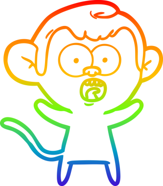 gökkuşağı gradyan çizgi çizimi bir insan tarafından çizilmiş bir maymun tarafından şok edildi