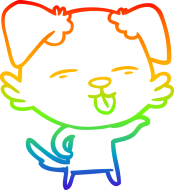 gökkuşağı gradyan çizgi çizimi bir insan tarafından çizilmiş dili dışarı çıkaran bir köpek