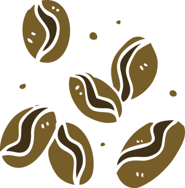 bir insan tarafından çizilmiş kahve çekirdekleri.