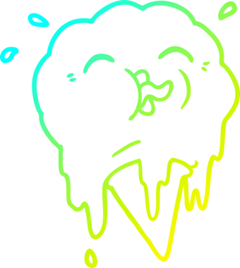 Bir insan tarafından çizilen dondurmayı eriten bir çizgi filmin soğuk gradyan çizimi