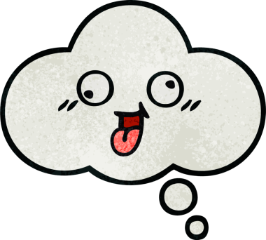 Bir insan tarafından çizilmiş bir düşünce baloncuğunun retro grunge doku karikatürü