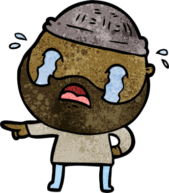 Çizgi film sakallı adam bir insan tarafından çizilmiş ağlıyor.