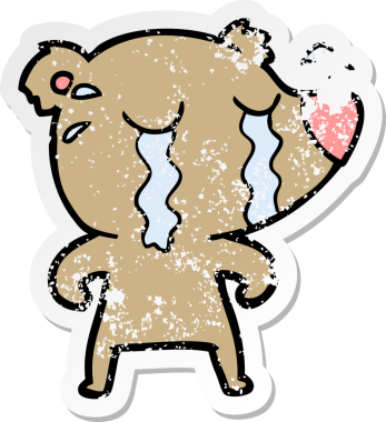 Bir insan tarafından çizilmiş ağlayan bir ayının sıkıntılı çıkartması.