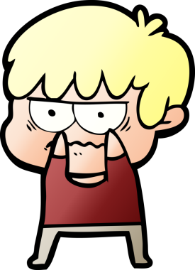 Bir insan tarafından çizilmiş sinirli çizgi film çocuğu.