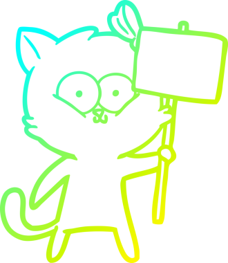 Bir insan tarafından çizilen çizgi film kedisinin soğuk gradyan çizgisi.