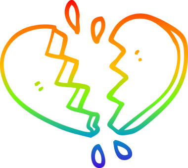 Bir insan tarafından çizilmiş kırık bir kalbin çizimi.