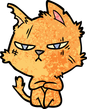 Bir insan tarafından çizilmiş sert çizgi film kedisi.