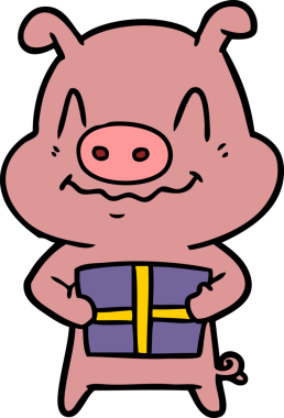 Bir insan tarafından çizilmiş sinirli çizgi film domuzu.