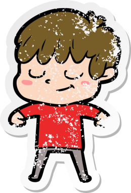 Bir insan tarafından çizilmiş mutlu bir çocuğun sıkıntılı çıkartması.