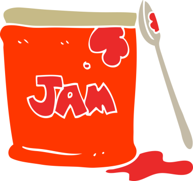 Bir insan tarafından çizilmiş reçel kavanozunun düz renk çizimi