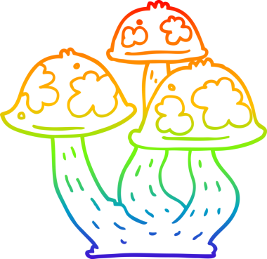 gökkuşağı gradyan çizgi çizimi bir insan tarafından çizilmiş mantarlar