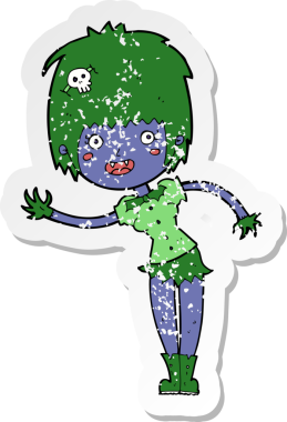 Bir insan tarafından çizilmiş vampir bir kızın gerilimli çıkartması.