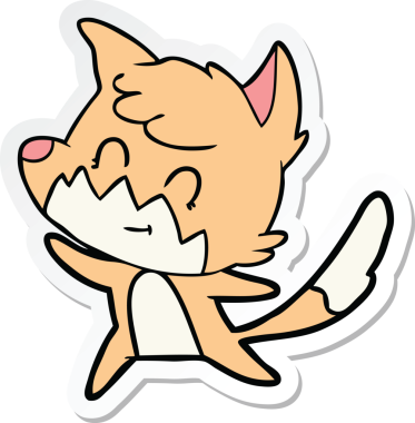 Bir insan tarafından çizilmiş bir çizgi film tilkisinin çıkartması.