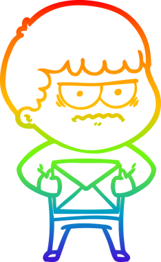 Gökkuşağı gradyan çizgi çizimi Bir insan tarafından çizilmiş rahatsız bir adam